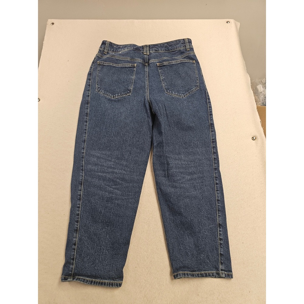 Talbots Relaxed Barrel Jeans Size 12 Medium Wash High Rise Tapered Denim